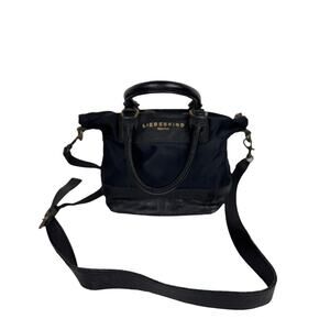 LIEBESKIND Arielle C Black Leather Satchel Removable Strap Purse Shoulder Bag